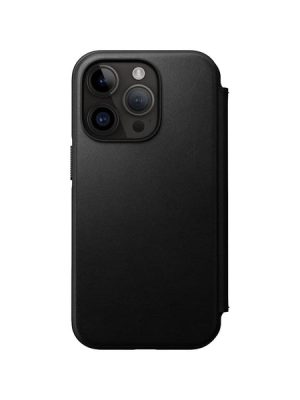 NOMAD Modern Leather Folio Phone Case for iPhone 14 Pro (Black)