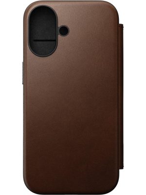 NOMAD Leather Folio Case for iPhone 16 (Brown)