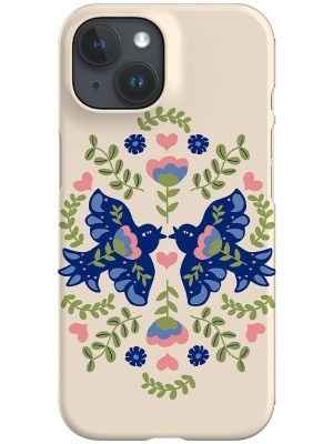 Scandinavian Folk Art Birds Phone Case (Beige)