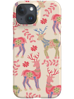 Scandinavian Folk Deer Scatter Phone Case (Pink)