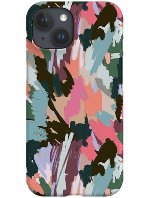 Artistic Brushstrokes Texture By Ninola Design Phone Case (Green Pink)