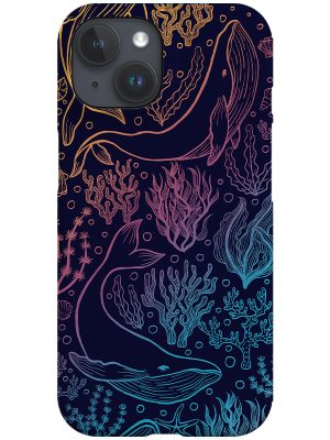 Humpback Whale Rainbow Line Art by Delively Dewi Phone Case (Dark)