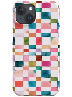 Watercolour Checker Squares By Ninola Design Phone Case (Multicolour)