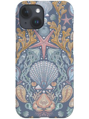 Deep Sea Damask By Rebecca Elfast Phone Case (Blue)