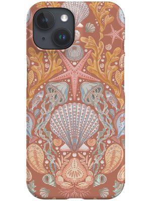 Deep Sea Damask By Rebecca Elfast Phone Case (Red)