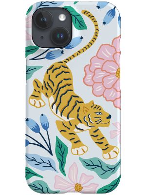 Tiger and Blooms by Vivian Hasenclever Phone Case (White)