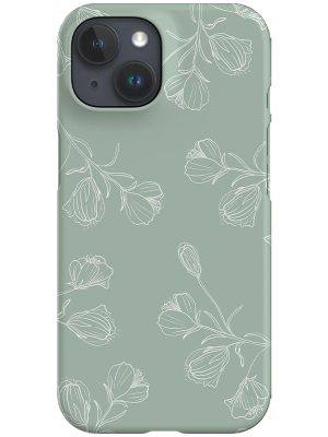 Floral Blooms Line Art Phone Case (Mint Green)