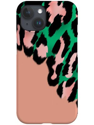 Leopard Print Colour Block Phone Case (Peach)
