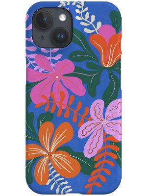 Abstract Botanical Flowers Phone Case (Blue Pink)
