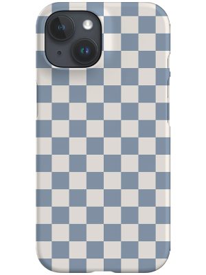 Checkered Phone Case (Ivory Dusty Blue)