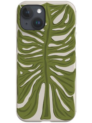 Detailed Monstera Phone Case (Off White)