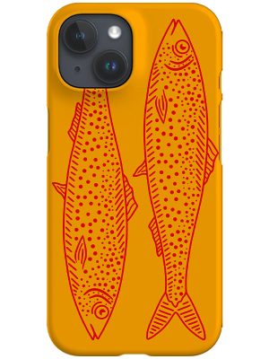 Line Art Fish Phone Case (Yellow Red)