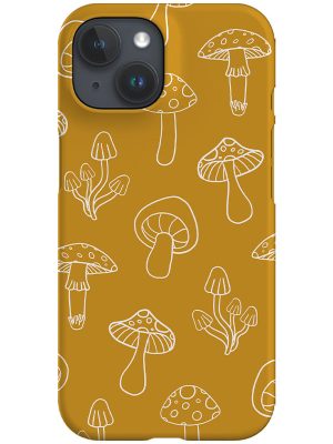 Cottagecore Mushroom Line Art Phone Case (Mustard)