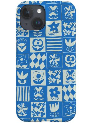 Six Flower Tile Phone Case (Aqua Blue)