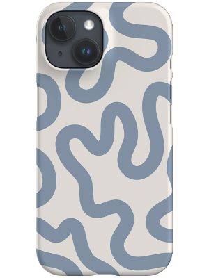 Swirl Lines Abstract Phone Case (Ivory Dusty Blue)