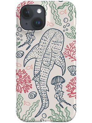 Whale Shark Coral Reef Phone Case (Vintage Nautical)