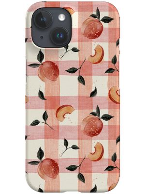 Retro Kitchen Peaches Gingham By Rebecca Elfast Phone Case (Pink)